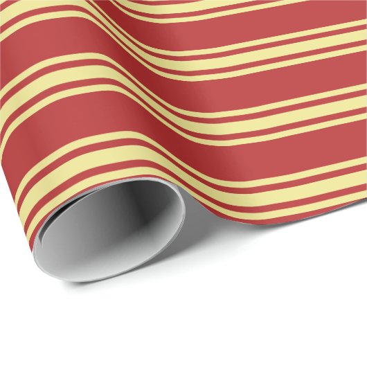Rood & Tan Gekleurde Strepen Wrapping Papier (Rol Hoek)