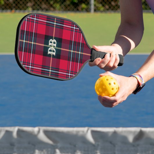 Rood Tartan met/uit) Naam of Initiaal Pickleball Paddle (Insitu)