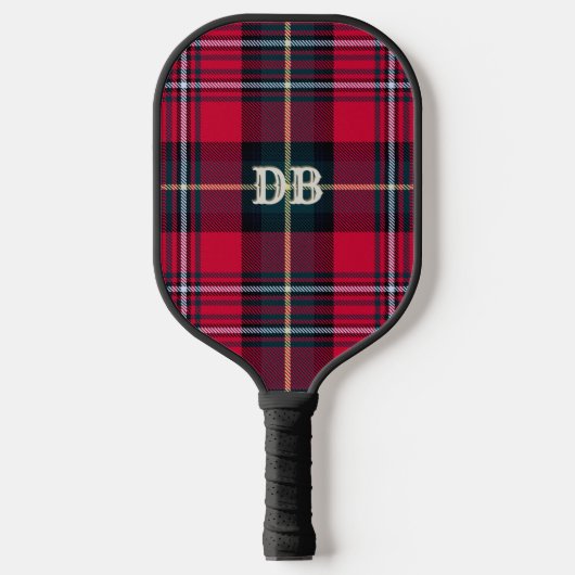 Rood Tartan met/uit) Naam of Initiaal Pickleball Paddle (Voorkant)