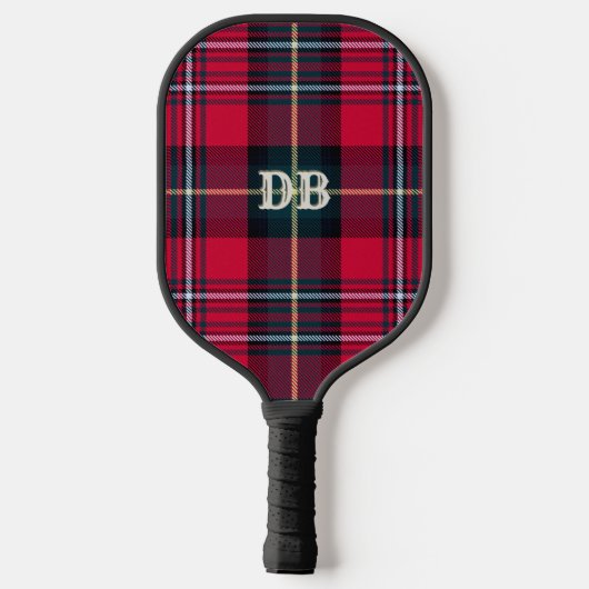 Rood Tartan met/uit) Naam of Initiaal Pickleball Paddle (Achterkant)