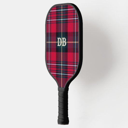 Rood Tartan met/uit) Naam of Initiaal Pickleball Paddle (Links)