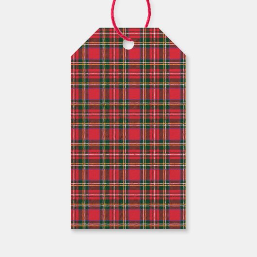 Rood & Tartan Patroon Cadeaulabel (Achterkant)