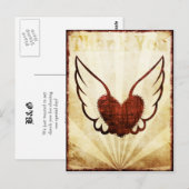 Rood Tattoo Gevleugeld Hart Dank u Briefkaart (Voorkant / Achterkant)