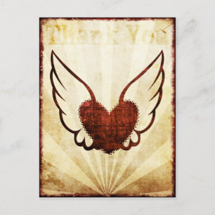 Rood Tattoo Winged hart Dank u Briefkaart
