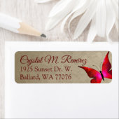 Rood, Taupe Butterfly Return Address Labels (Insitu)