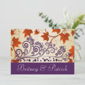 Rood-Taupe Paars-feall-overbruggingsuitnodigingen Kaart (Staand voorkant)