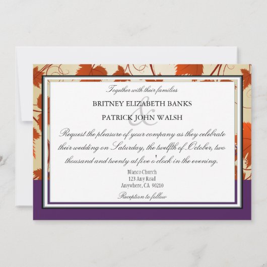 Rood-Taupe Paars-feall-overbruggingsuitnodigingen Kaart (Achterkant)