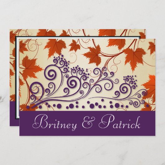Rood-Taupe Paars-feall-overbruggingsuitnodigingen Kaart (Voorkant / Achterkant)