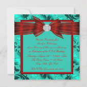 Rood Teal Blauw Verjaardagsfeestje Kaart (Achterkant)