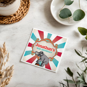 Rood Teal Blauw Vintage Circus Verjaardag Servet
