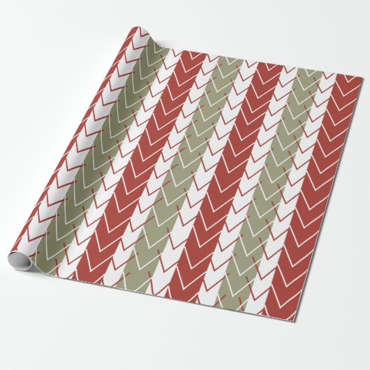 Rood Teal Chevron Streeppatroon Cadeaupapier (Uitgerold)