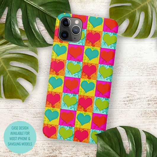 Rood Teal Turquoise Blauw Lime Groen Hartjes Patro Case-Mate iPhone Case