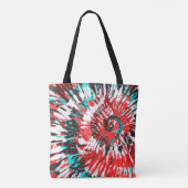 Rood Teal Zwart Wit & Grijs Tie Dye Tote Bag (Achterkant)
