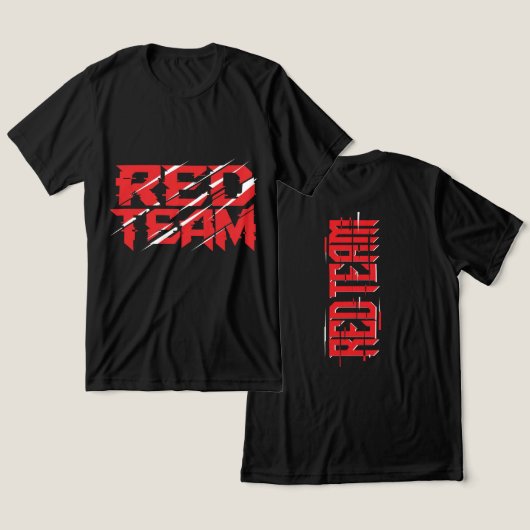 Rood Team Glitch Cyber Tactisch T-Shirt (Ontwerp Voorkant & Achterkant)