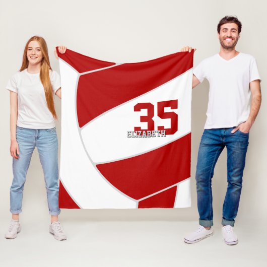 Rood team kleurt enorm volleybal fleece deken (In situ)