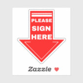 Rood teken hier pijl sticker (Vel)