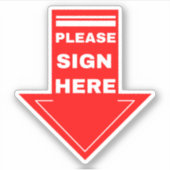 Rood teken hier pijl sticker (Voorkant)