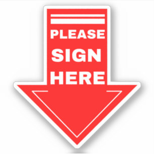 Rood teken hier pijl sticker