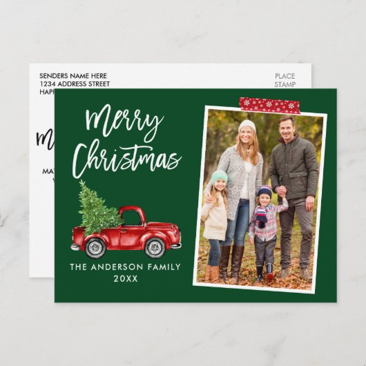 Rood-tekenseel met tapespenseel Kerstmis Briefkaart (Voorkant / Achterkant)