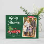 Rood-tekenseel met tapespenseel Kerstmis Feestdagenkaart (Staand voorkant)