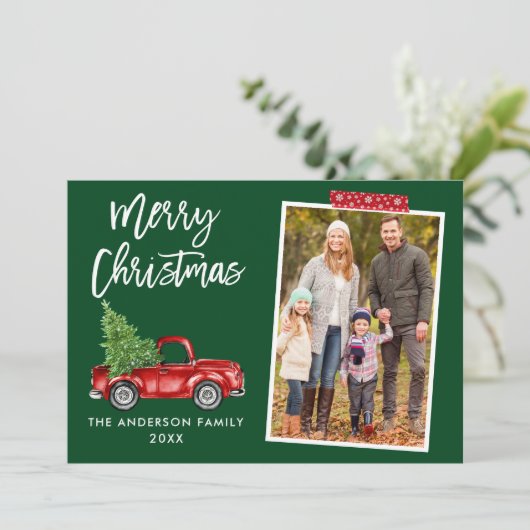 Rood-tekenseel met tapespenseel Kerstmis Feestdagenkaart (Staand voorkant)