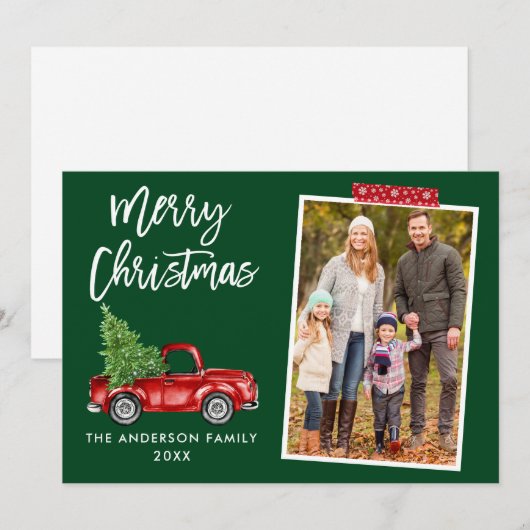 Rood-tekenseel met tapespenseel Kerstmis Feestdagenkaart (Voorkant / Achterkant)