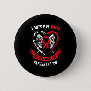 Rood ter nagedachtenis aan mijn schoonvader hartzi ronde button 5,7 cm