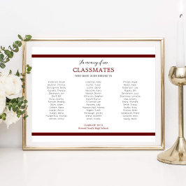 Rood ter nagedachtenis van onze klasgenoten school poster