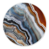 Rood Terracotta Wit Zwart Blauw Goud Agaat Geode Keramische Knop (Voorkant)