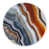 Rood Terracotta Wit Zwart Blauw Goud Agaat Geode Keramische Knop (Voorkant)