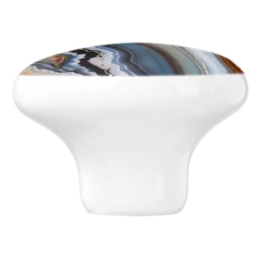 Rood Terracotta Wit Zwart Blauw Goud Agaat Geode Keramische Knop (Zijkant)