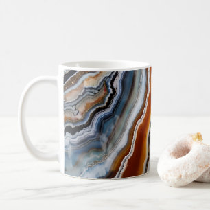 Rood Terracotta Wit Zwart Blauw Goud Agaat Geode Koffiemok