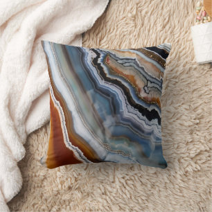 Rood Terracotta Wit Zwart Blauw Goud Agaat Geode Kussen