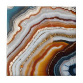 Rood Terracotta Wit Zwart Blauw Goud Agaat Geode Tegeltje (Voorkant)