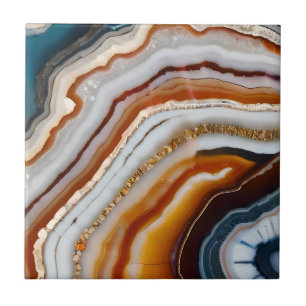 Rood Terracotta Wit Zwart Blauw Goud Agaat Geode Tegeltje