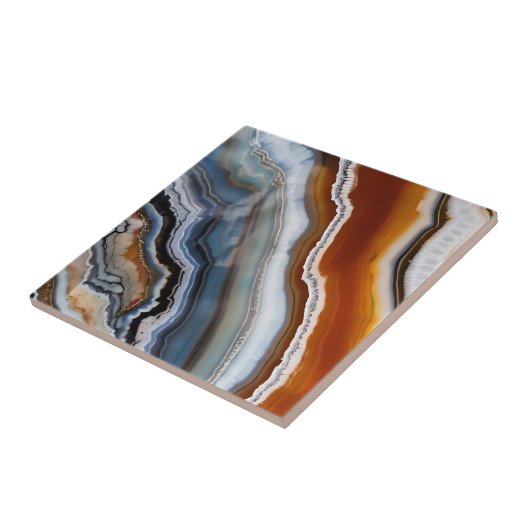 Rood Terracotta Wit Zwart Blauw Goud Agaat Geode Tegeltje (Zijkant)