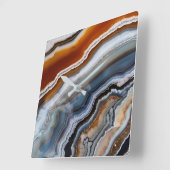 Rood Terracotta Wit Zwart Blauw Goud Agaat Geode Vierkante Klok (Hoek)