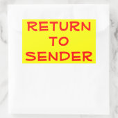 Rood Terug naar afzender op Geel Rechthoekige Sticker (Tas)