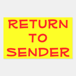 Rood Terug naar afzender op Geel Rechthoekige Sticker