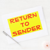 Rood Terug naar afzender op Geel Rechthoekige Sticker (Envelop)
