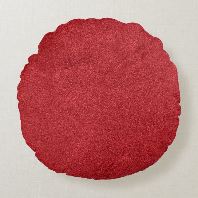 Rood textuurvet kleur modern rond kussen (Voorkant)