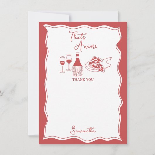 Rood That's Amore Italiaanse Pizza Wijn Bruidsmeis Bedankkaart (Voorkant)