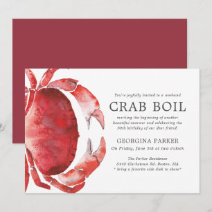 rood tij   Verjaardag Crab Boil Kaart
