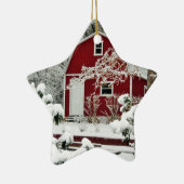 Rood tijdens de winter keramisch ornament (Rechts)