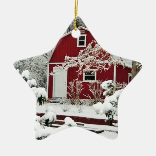 Rood tijdens de winter keramisch ornament (Voorkant)