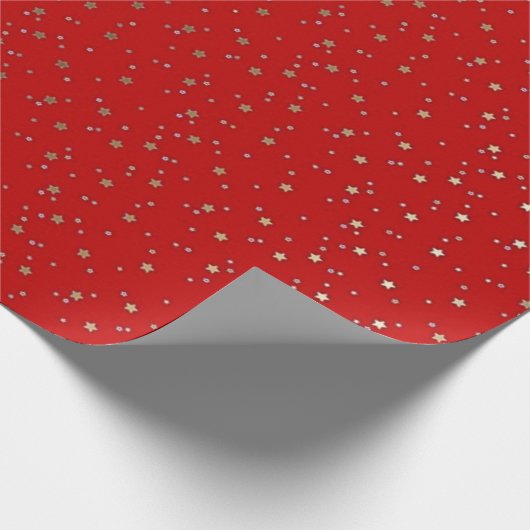 Rood tiny Golden Stars Verpakkingspapier Cadeaupapier (Hoek)