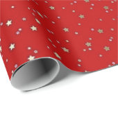 Rood tiny Golden Stars Verpakkingspapier Cadeaupapier (Rol Hoek)