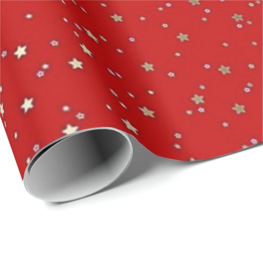Rood tiny Golden Stars Verpakkingspapier Cadeaupapier (Rol Hoek)