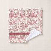  rood Toile de Jouy gedrukt Bad Handdoek (Wasdoekje)