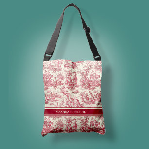 rood Toile de Jouy gedrukt Crossbody Tas